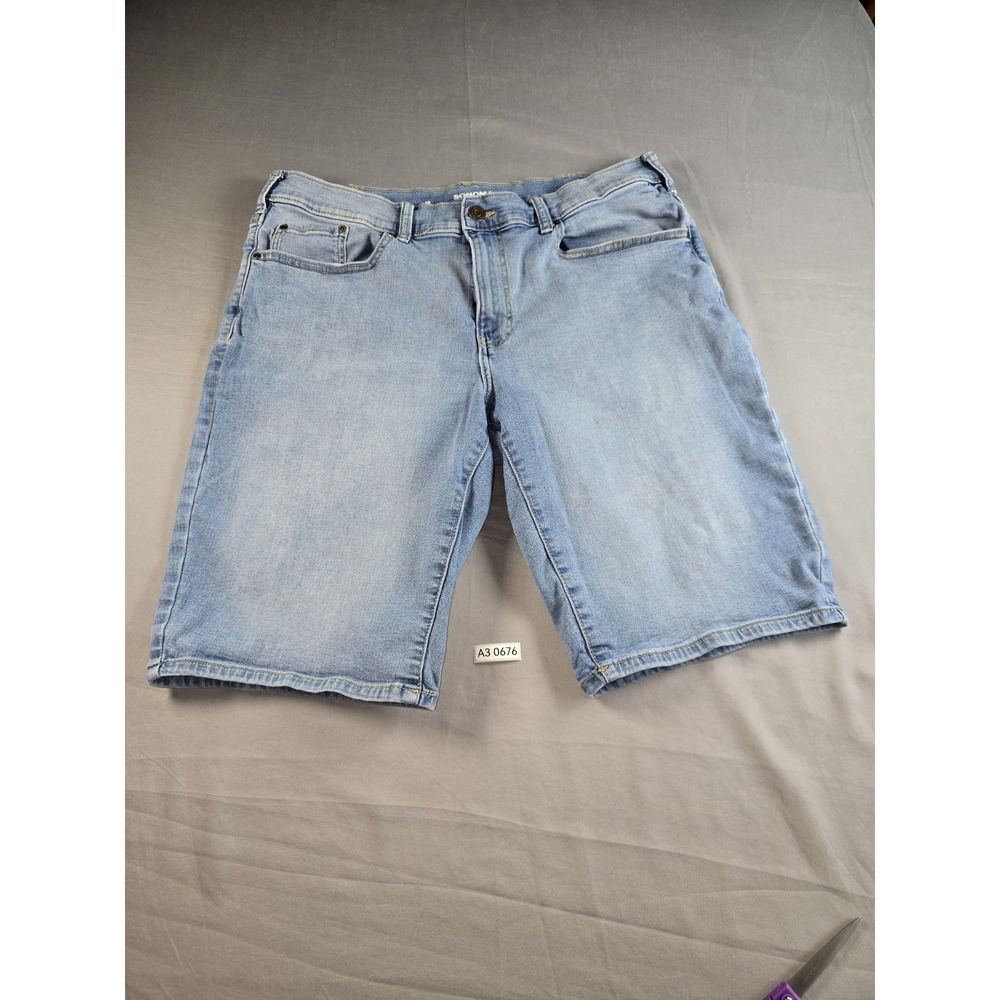 Men's Sonoma Goods for Life Flat Front Denim Shorts Blue Size 38